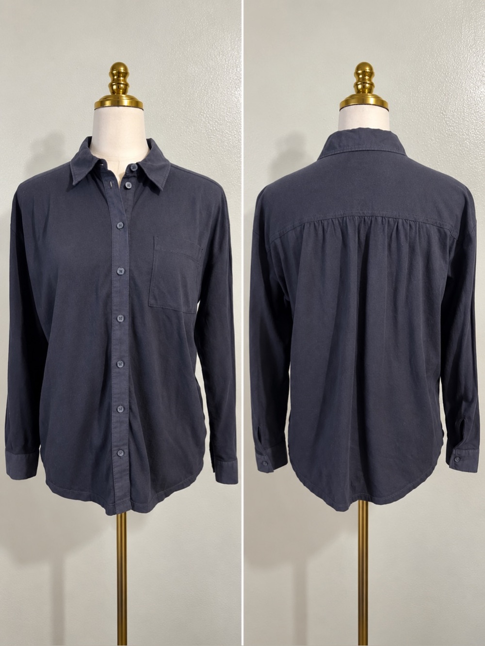 Mersea Black Knit Button Shirt XS Long Sleeve Minimalist Casual Coastal Voyaguer